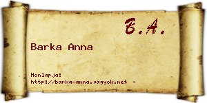 Barka Anna névjegykártya